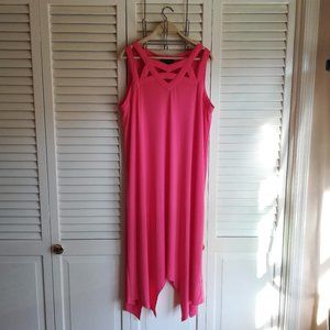 Lattice Neckline Midi Dress with Sharkbite Hemline